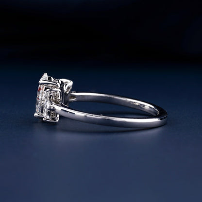 1 CT Pear Lab Grown Diamond Engagement Ring with Marquise Side Stones