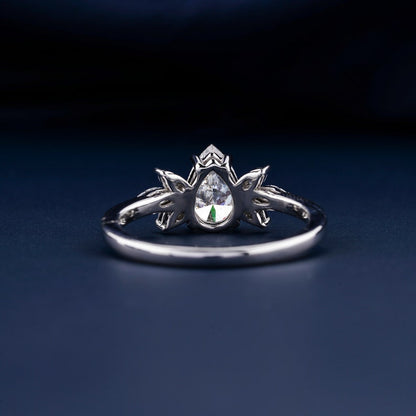 1 CT Pear Lab Grown Diamond Engagement Ring with Marquise Side Stones