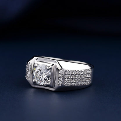 1CT Round Cut Lab Grown Diamond Men’s Ring | CVD Diamond Band