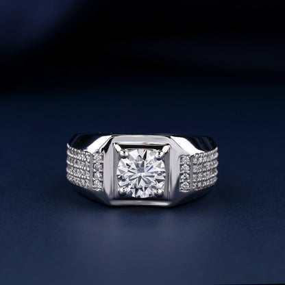 1CT Round Cut Lab Grown Diamond Men’s Ring | CVD Diamond Band
