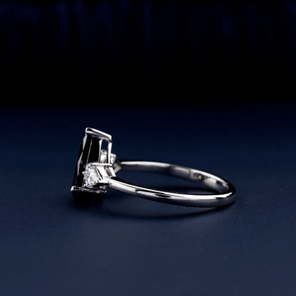 1CT Pear Cut Lab Diamond Ring, Three Stone Engagement Ring for Her