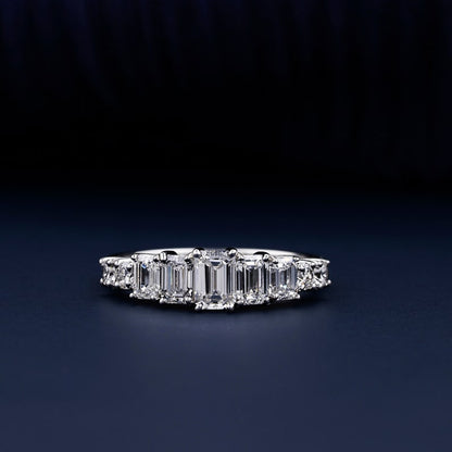 Emerald Cut Lab Diamond Eternity Band – White Gold