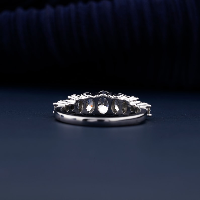 1.55 TCW Oval Lab Diamond Wedding Band Round Side Stone Eternity Band Mismatched Stacked Wedding Bands Conflict Free For Bridal Ring Set