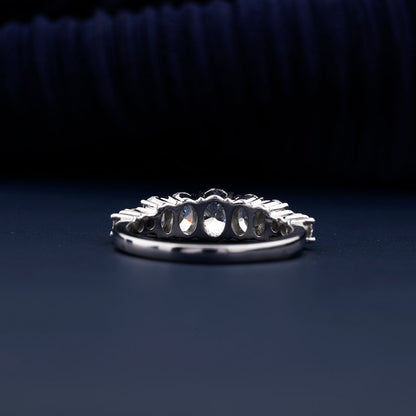 1.55 CT Oval Lab Grown Diamond Band with Round Side Stones – Eternity Ring