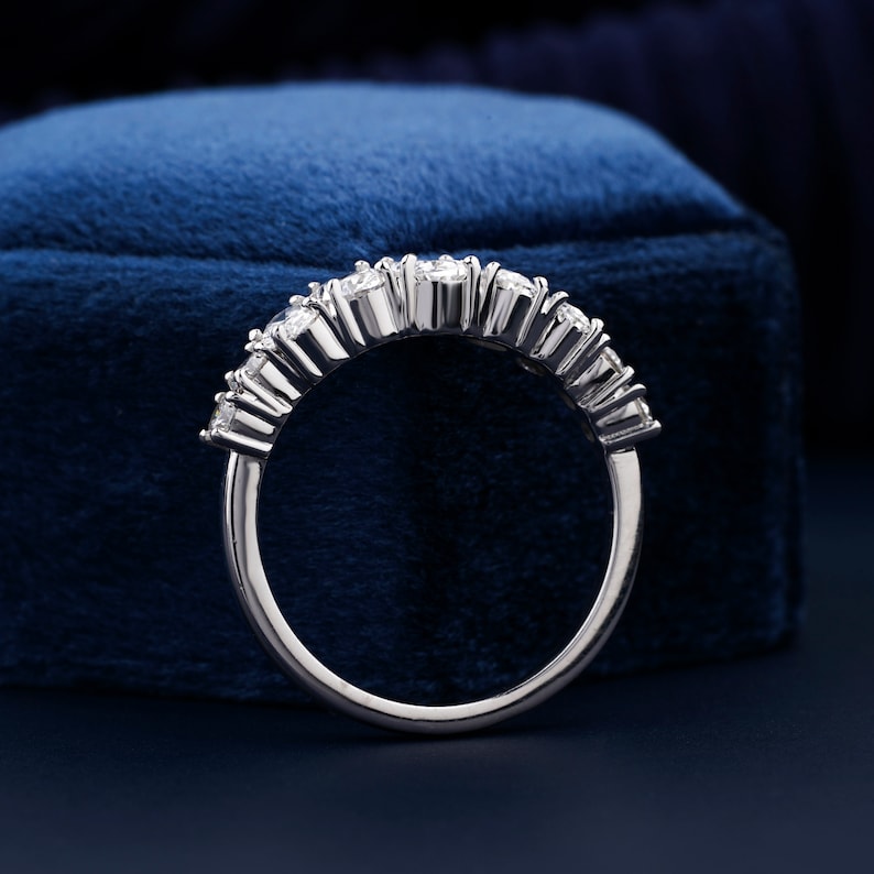 1.55 TCW Oval Lab Diamond Wedding Band Round Side Stone Eternity Band Mismatched Stacked Wedding Bands Conflict Free For Bridal Ring Set