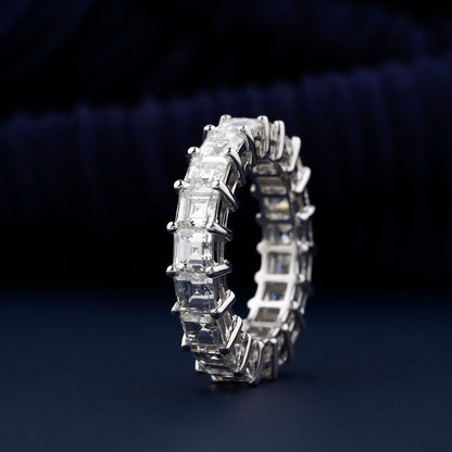 Carre Cut Lab Diamond Eternity Band in 14K White Gold