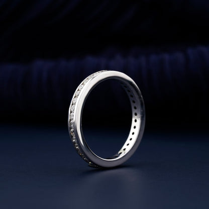 Round Lab Diamond Eternity Band – Stackable Channel Set Gold Ring