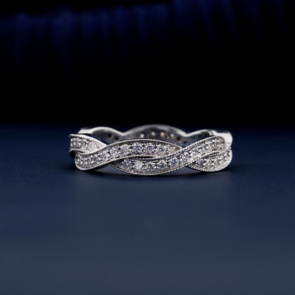 Lab Diamond Wedding Band – Infinity Twisted Pave Stackable Ring