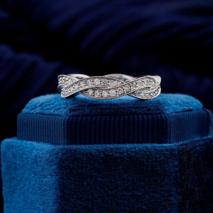 Lab Diamond Wedding Band – Infinity Twisted Pave Stackable Ring