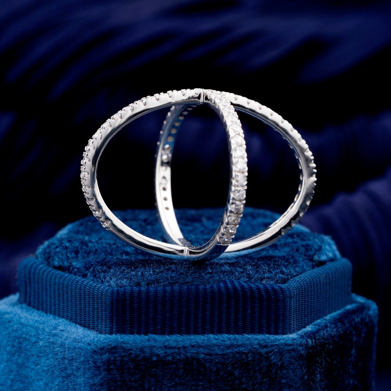 1.60 MM Criss Cross Round Diamond Band X Crossover Lab Grown Diamond Band Full Eternity Infinity Wedding Band CVD Diamond Band For Her
