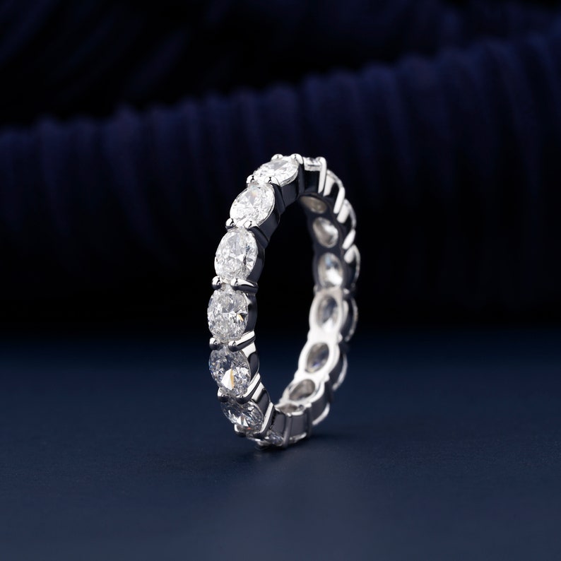 0.20 CT Oval Cut Lab Diamond Wedding Band Full Eternity Band Oval Stackable Band Bridal Set Ring DE/VS Lab Created Diamonds Gift For Her