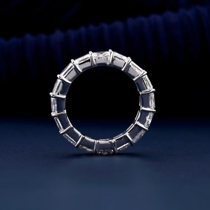 Radiant Cut Lab Grown Diamond Wedding Band, Full Eternity Diamond Band