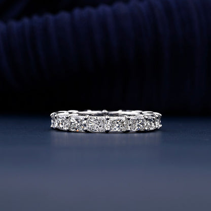 Radiant Cut Lab Grown Diamond Wedding Band, Full Eternity Diamond Band