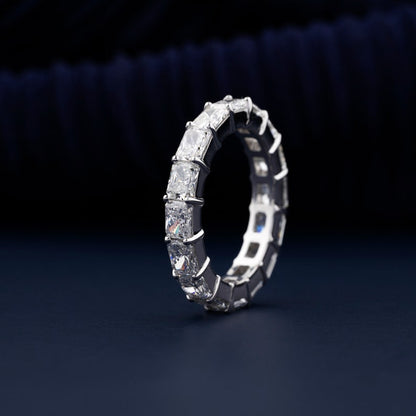 Radiant Cut Lab Grown Diamond Wedding Band, Full Eternity Diamond Band