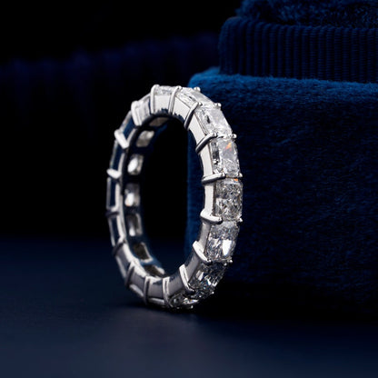 Radiant Cut Lab Grown Diamond Wedding Band, Full Eternity Diamond Band