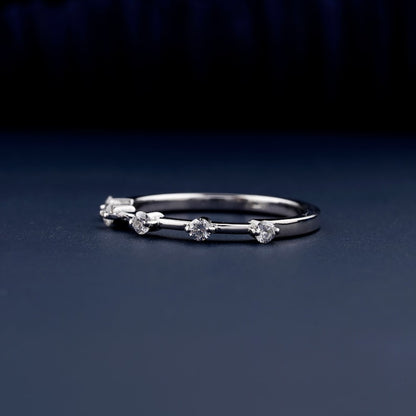 14K White Gold Round Lab-Grown Diamond 5 Stone Wedding Band