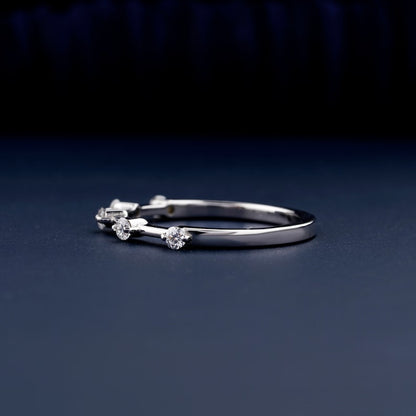 14K White Gold Round Lab-Grown Diamond 5 Stone Wedding Band