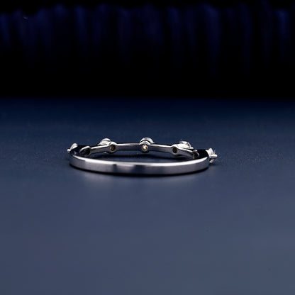 14K White Gold Round Lab-Grown Diamond 5 Stone Wedding Band