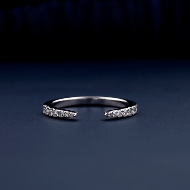 Round Lab Grown Diamond Enhancer Ring, Minimalist Diamond Ring,Open Stackable Ring,Dainty Wedding Band,Promise Ring,Unique Open Gap Ring