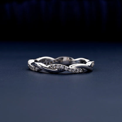 Round Lab Diamond Infinity Twist Pave Wedding Band