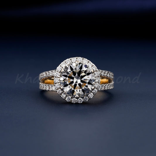 Round Cut Diamond Engagement Ring,2 CT Lab Grown Diamond Ring,Lab Created Diamond Wedding Ring,Split Shank Ring,Halo Ring,Anniversary Gift
