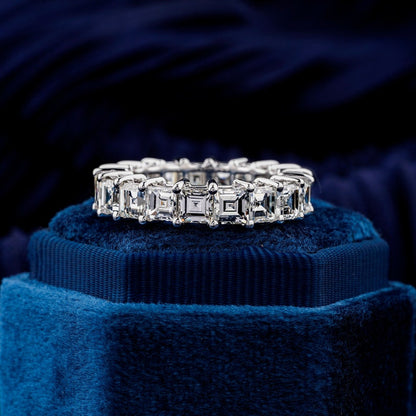 Carre Cut Lab Diamond Eternity Band in 14K White Gold