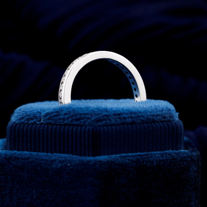 1.60mm Round Diamond Band Ring EF/VS Lab Grown Diamond Eternity Band Channel Setting Stackable Engagement Band Anniversary Ring for Wife