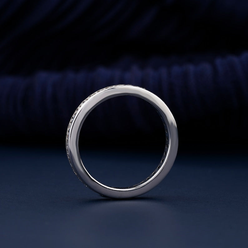 1.60mm Round Diamond Band Ring EF/VS Lab Grown Diamond Eternity Band Channel Setting Stackable Engagement Band Anniversary Ring for Wife