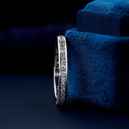Round Lab Diamond Eternity Band – Stackable Channel Set Gold Ring