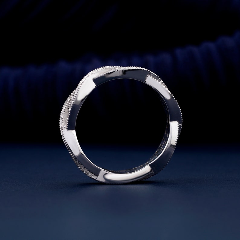 .40mm Celtic Style Round Lab grown Diamond Band Infinity Twisted Pave Set Diamond Band Stacking Ring Matching Ring Eternity Band For Wife