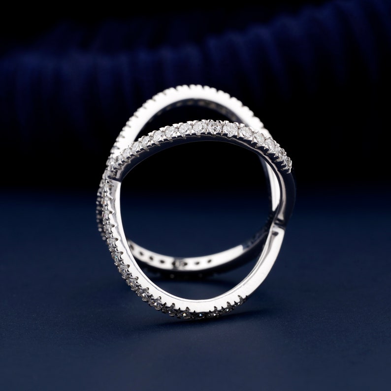 1.60 MM Criss Cross Round Diamond Band X Crossover Lab Grown Diamond Band Full Eternity Infinity Wedding Band CVD Diamond Band For Her