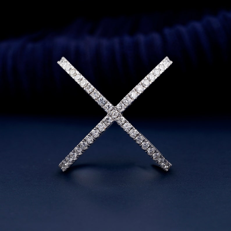 1.60 MM Criss Cross Round Diamond Band X Crossover Lab Grown Diamond Band Full Eternity Infinity Wedding Band CVD Diamond Band For Her