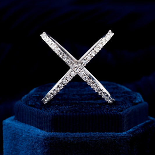 1.60 MM Criss Cross Round Diamond Band X Crossover Lab Grown Diamond Band Full Eternity Infinity Wedding Band CVD Diamond Band For Her