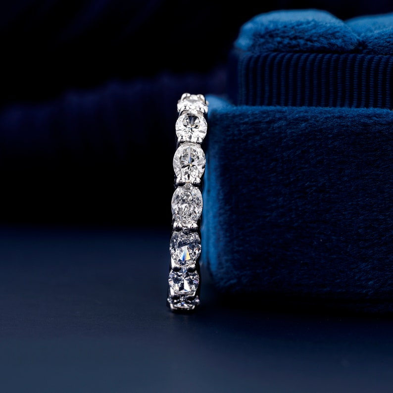0.20 CT Oval Cut Lab Diamond Wedding Band Full Eternity Band Oval Stackable Band Bridal Set Ring DE/VS Lab Created Diamonds Gift For Her