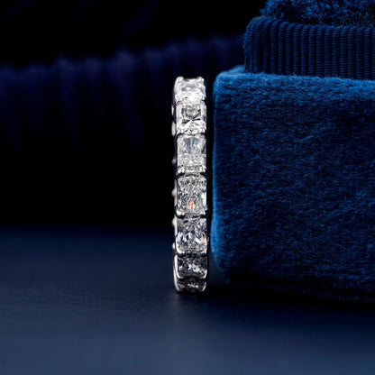 Radiant Cut Lab Grown Diamond Wedding Band, Full Eternity Diamond Band