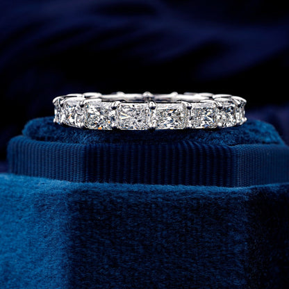 Radiant Cut Lab Grown Diamond Wedding Band, Full Eternity Diamond Band