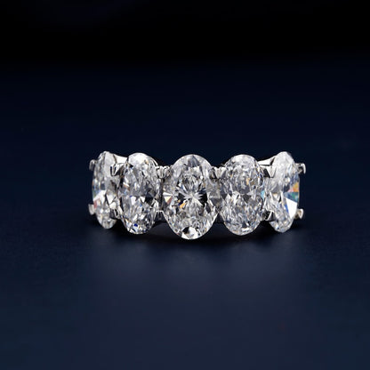 “Five Stone Oval Lab Diamond Wedding Band Ring”