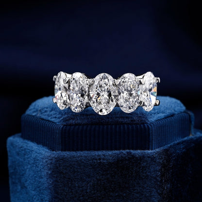 “Five Stone Oval Lab Diamond Wedding Band Ring”