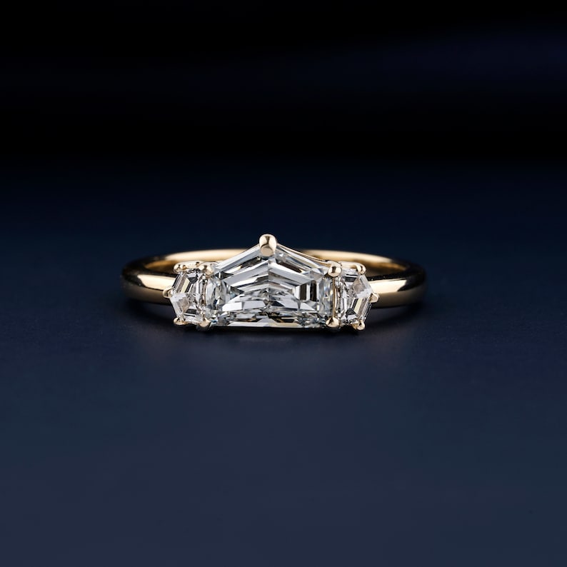 Cadillac Diamond Ring,1 CT Lab grown Diamond Engagement Ring E/VS1,Antique Cut Diamond,Wedding Ring For Gift,Three Stone Ring,Proposal Ring