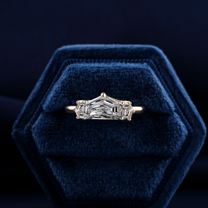 Cadillac Diamond Ring,1 CT Lab grown Diamond Engagement Ring E/VS1,Antique Cut Diamond,Wedding Ring For Gift,Three Stone Ring,Proposal Ring