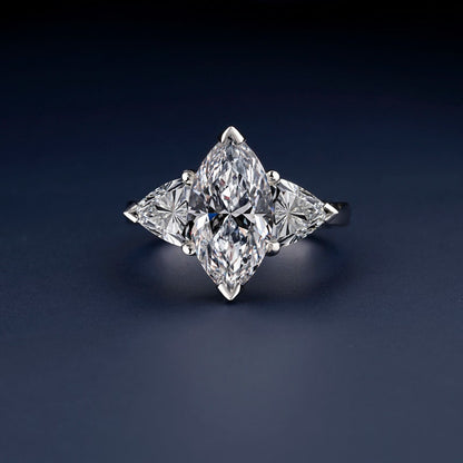 Marquise Cut Lab Grown Diamond Three Stone Engagement Ring