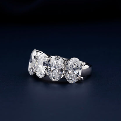 “Five Stone Oval Lab Diamond Wedding Band Ring”