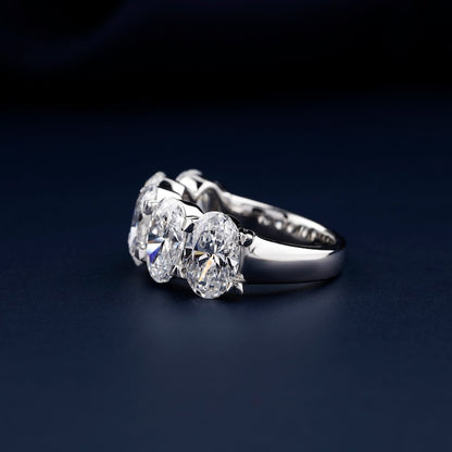 “Five Stone Oval Lab Diamond Wedding Band Ring”