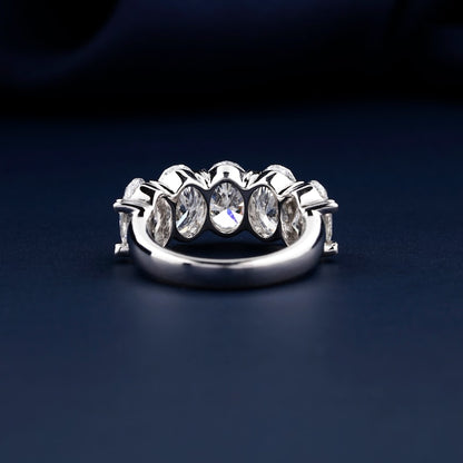 “Five Stone Oval Lab Diamond Wedding Band Ring”