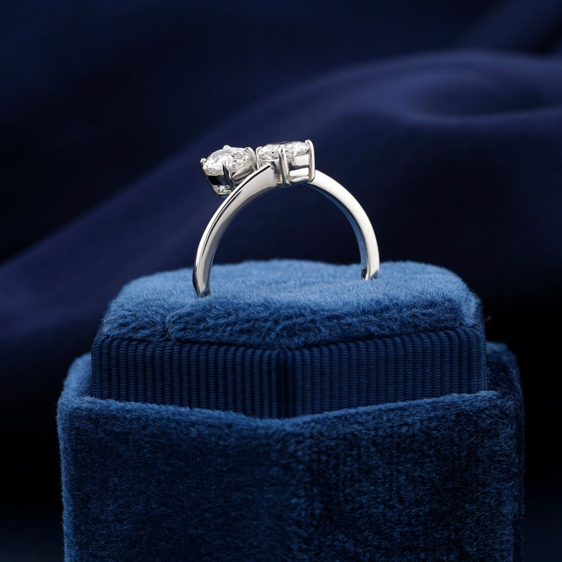 0.50 CT Each Octagon Cut Lab Grown Diamond Toi Et Moi Ring Wedding Ring Engagement Conflict Free Fancy Diamond Two Stone Ring