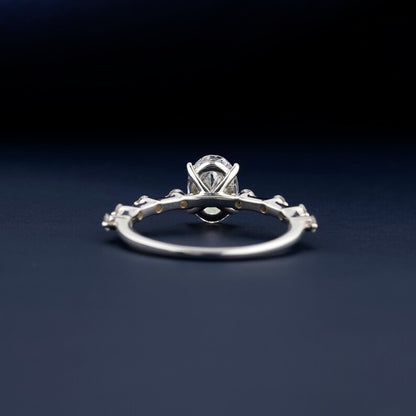 1CT Oval Lab Diamond Ring, Distance Pave Wedding Gift