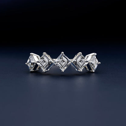 Carre Cut Lab Grown Diamond 5 Stone Eternity Wedding Band