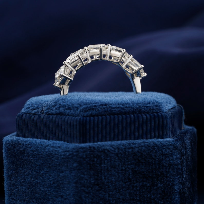 Each 0.40CT Carre Cut Lab Grown Diamond Eternity Band,Bridal Wedding Band,Carre 5 Stone Engagement Eternity Band,Promise Band,Purposnal Band