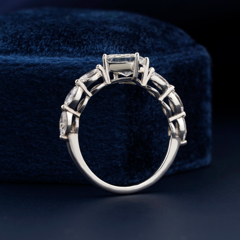 1CT Princess Lab Grown Diamond Engagement Ring,Distance Pave Ring,Proposal Ring, Anniversary Gift,Valentine's Ring Gift, Bridal Wedding Ring