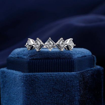 Carre Cut Lab Grown Diamond 5 Stone Eternity Wedding Band
